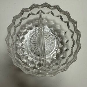 Vintage Elegant Glass Fostoria American Pattern Divided Bowl
